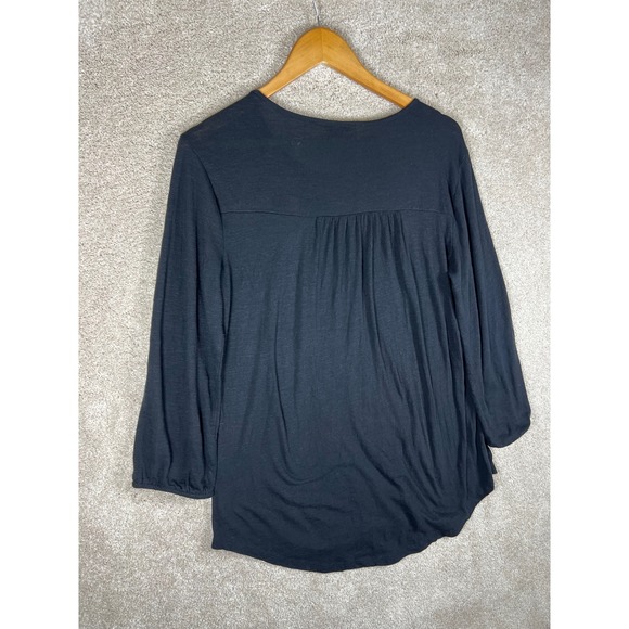 BOHO Style & Co Embroidered Floral‎ Blouse Top 3/4 Sleeve Black Medium Beads - Picture 11 of 11